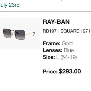 Ray-Ban Gold Frame Blue Lens Sunglasses